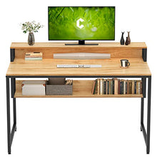 Load image into Gallery viewer, Cubiker Computer Home Office Desk, 47&quot; Small Desk Table with Storage Shelf and Bookshelf, Study Writing Table Modern Simple Style Space Saving Design, Rustic
