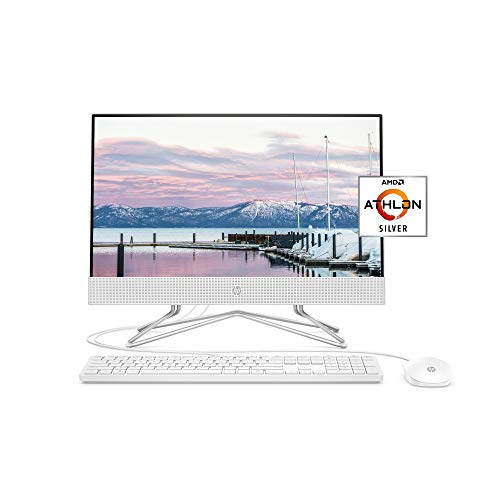 HP 22-inch All-in-One Desktop Computer, AMD Athlon Silver 3050U Processor, 4 GB RAM, 256 GB SSD, Windows 10 Home (22-dd0010, White), Snow White