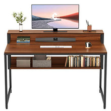 Load image into Gallery viewer, Cubiker Computer Home Office Desk, 47&quot; Small Desk Table with Storage Shelf and Bookshelf, Study Writing Table Modern Simple Style Space Saving Design, Rustic
