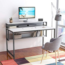 Load image into Gallery viewer, Cubiker Computer Home Office Desk, 47&quot; Small Desk Table with Storage Shelf and Bookshelf, Study Writing Table Modern Simple Style Space Saving Design, Rustic
