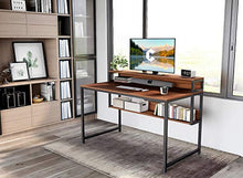 Load image into Gallery viewer, Cubiker Computer Home Office Desk, 47&quot; Small Desk Table with Storage Shelf and Bookshelf, Study Writing Table Modern Simple Style Space Saving Design, Rustic
