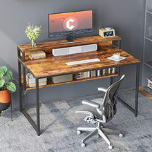 Load image into Gallery viewer, Cubiker Computer Home Office Desk, 47&quot; Small Desk Table with Storage Shelf and Bookshelf, Study Writing Table Modern Simple Style Space Saving Design, Rustic
