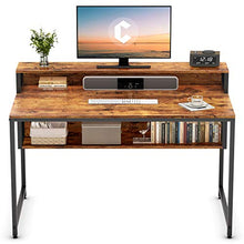 Load image into Gallery viewer, Cubiker Computer Home Office Desk, 47&quot; Small Desk Table with Storage Shelf and Bookshelf, Study Writing Table Modern Simple Style Space Saving Design, Rustic
