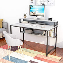 Load image into Gallery viewer, Cubiker Computer Home Office Desk, 47&quot; Small Desk Table with Storage Shelf and Bookshelf, Study Writing Table Modern Simple Style Space Saving Design, Rustic
