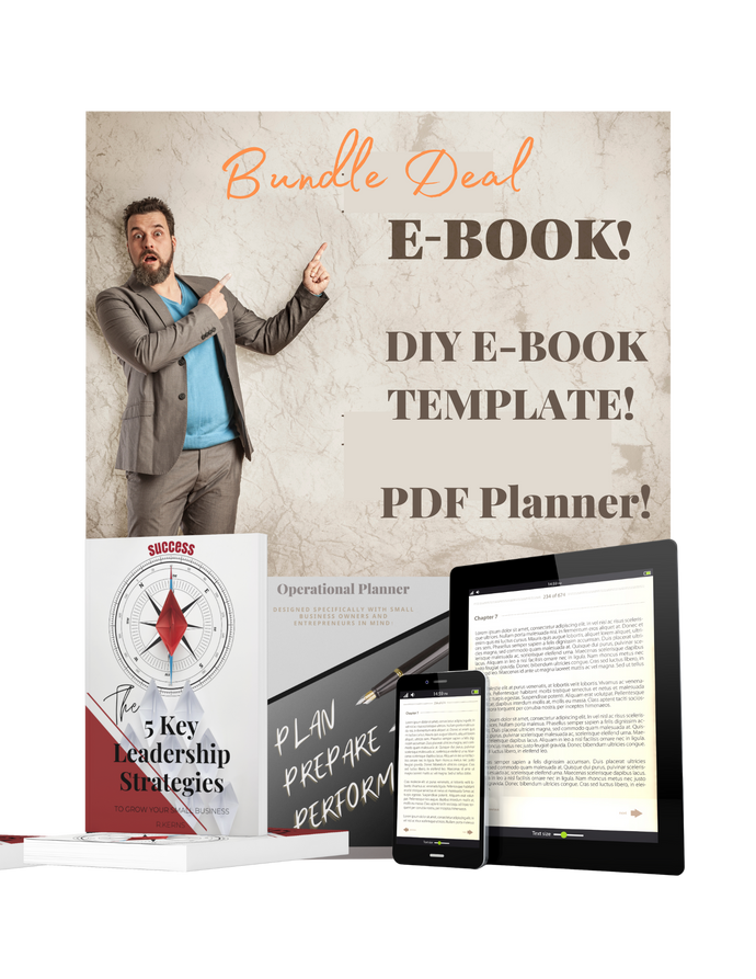 Digital Business Operational Planner Bundle, All-In-One Simple and Effective Goal Setting Dateless Quarterly Weekly and Monthly Planner with Sales Templates, Planning Worksheets, Expense Tracker, and Affirmations.